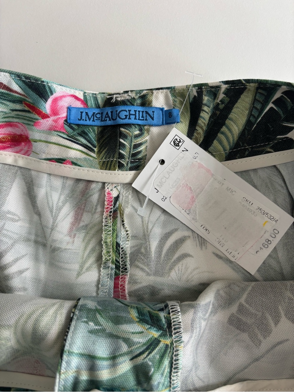 J. McLaughlin Tropical Palm Print High-Waist Shorts Sz 8 - Picture 4 of 10